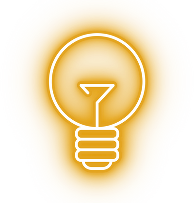 Neon yellow light bulb icon